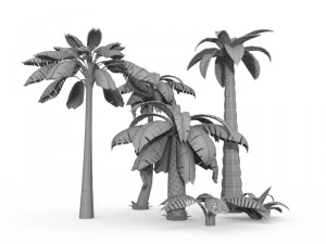 cartoon palms tree 3D Model