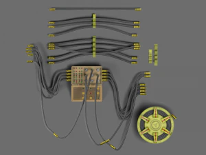 controlador y cables Modelo 3D