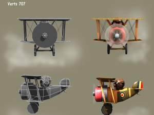 low poly ww1 cartoon biplane 3D Model