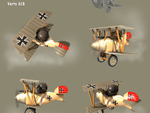 low poly ww1 cartoon biplane - albatros 3D Модель