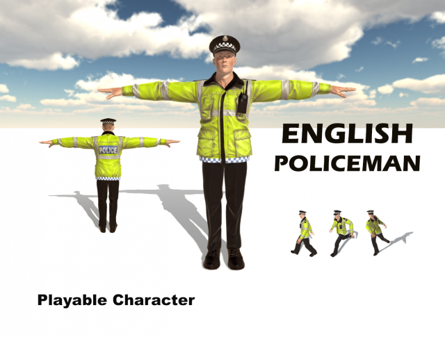 english policeman 3D-Modell .c4d .max .obj .3ds .fbx .stl .blend 