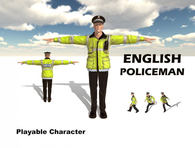 english policeman 3D Model .c4d .max .obj .3ds .fbx .stl .blend