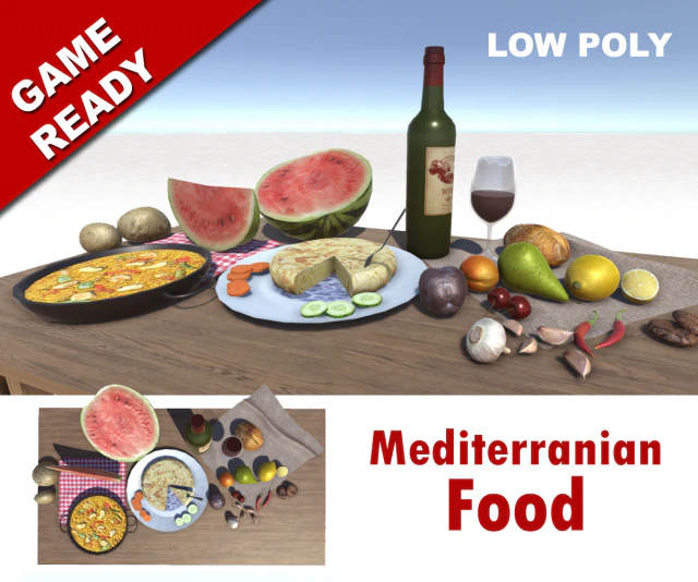mediterranian food 3D Model .c4d .max .obj .3ds .fbx .stl .blend 