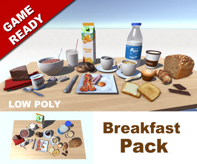 breakfast pack 3D Model .c4d .max .obj .3ds .fbx .stl .blend
