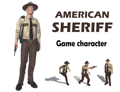 american sheriff 3D Модель .c4d .max .obj .3ds .fbx .stl .blend 