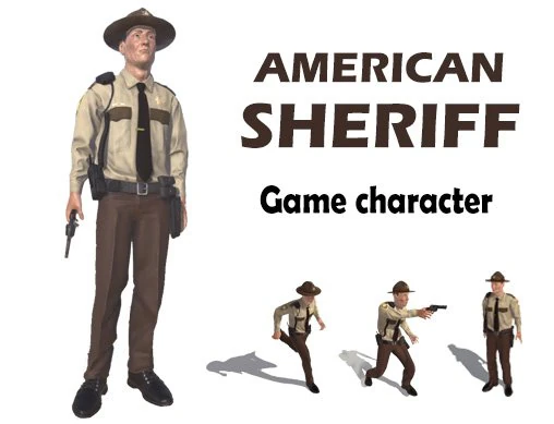 american sheriff 3D Model .c4d .max .obj .3ds .fbx .stl .blend 