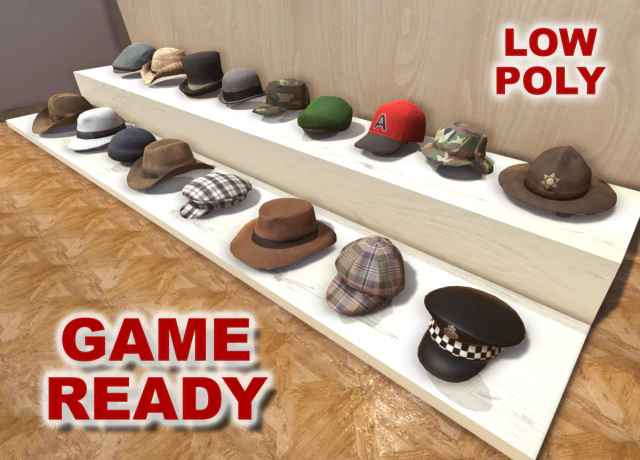 hats collection 3D Model .c4d .max .obj .3ds .fbx .stl .blend