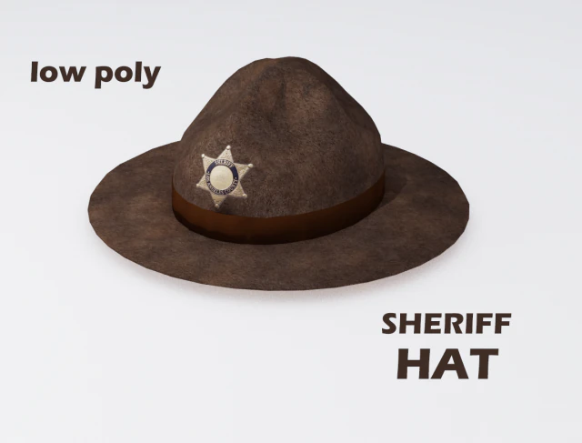 sheriff hat 3D Model .c4d .max .obj .3ds .fbx .stl .blend 