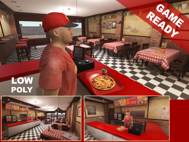 pizzeria interior 3D Модель .c4d .max .obj .3ds .fbx .stl .blend 
