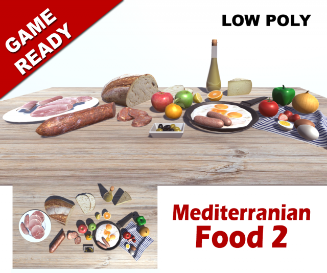 mediterranian food 2 3D Model .c4d .max .obj .3ds .fbx .stl .blend 