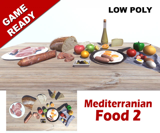 mediterranian food 2 3D Model .c4d .max .obj .3ds .fbx .stl .blend 