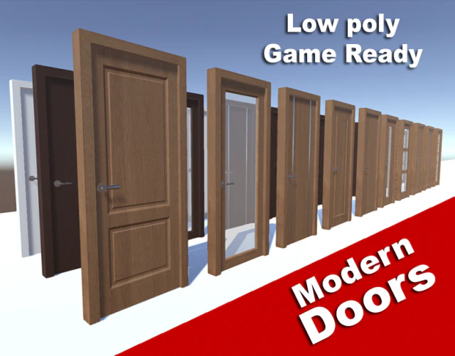 modern doors - low poly 3D Model .c4d .max .obj .3ds .fbx .stl .blend 