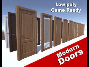 сучасні двері - низький полі 3D Модель