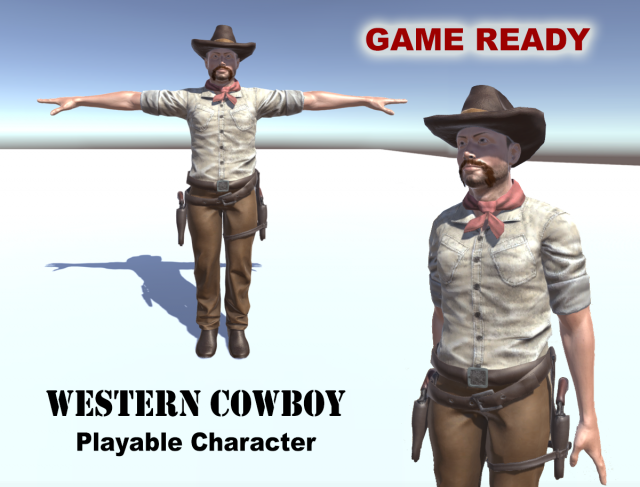 western cowboy 3D Модель .c4d .max .obj .3ds .fbx .stl .blend 