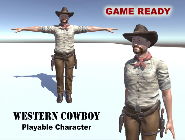 western cowboy 3D Model .c4d .max .obj .3ds .fbx .stl .blend 