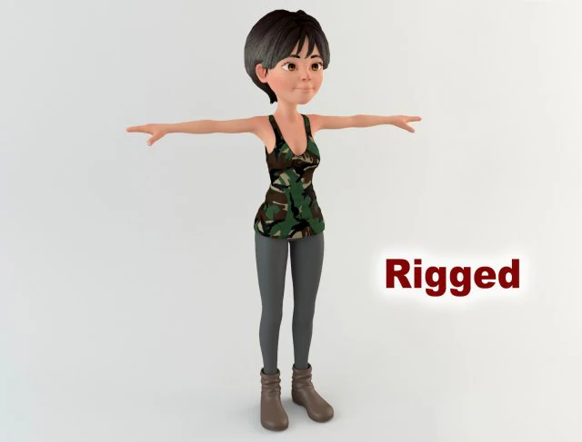 cartoon woman 1 3D Model .c4d .max .obj .3ds .fbx .stl .blend 