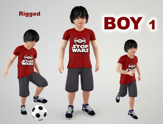 Boy 1 Model 3D .c4d .max .obj .3ds .fbx .stl .blend 