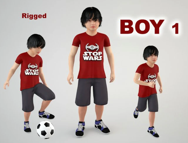 Boy 1 3D Model .c4d .max .obj .3ds .fbx .stl .blend 
