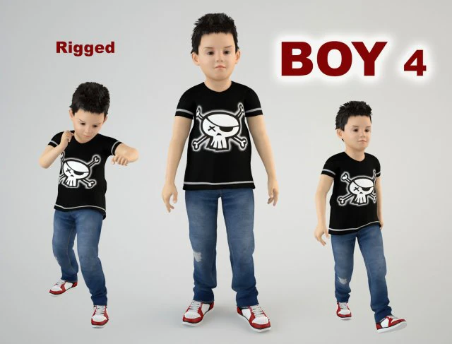 boy 4 3D Model .c4d .max .obj .3ds .fbx .stl .blend 