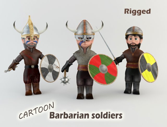 cartoon barbarian soldiers 3D Модель .c4d .max .obj .3ds .fbx .stl .blend 