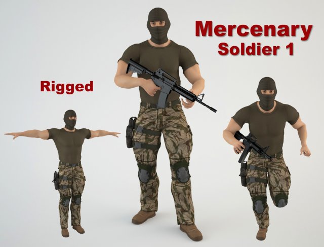 mercenary soldier 1 Modèle 3D .c4d .max .obj .3ds .fbx .stl .blend 