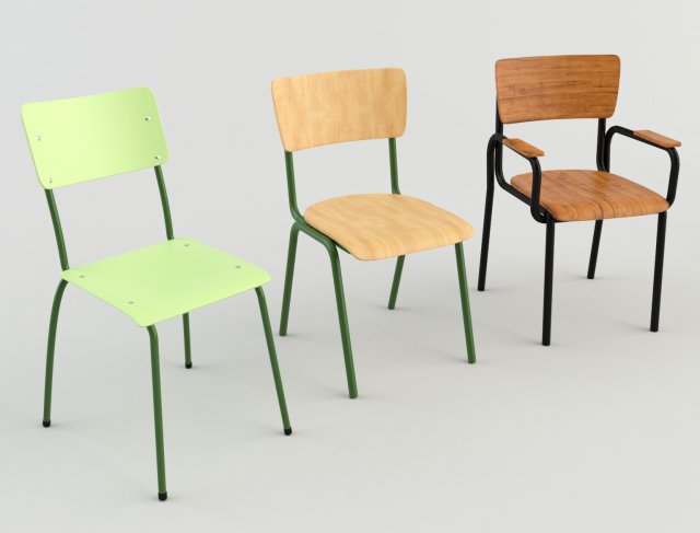 classroom chairs 1 3Dモデル .c4d .max .obj .3ds .fbx .stl .blend 