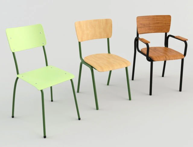 classroom chairs 1 3D Model .c4d .max .obj .3ds .fbx .stl .blend
