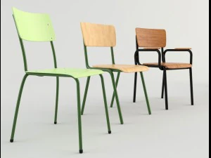 classroom chairs 1 3D Model