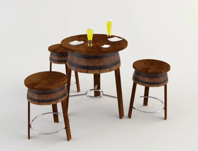 table and chairs - cafe bar 2 3D Model .c4d .max .obj .3ds .fbx .stl .blend 