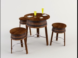 table and chairs - cafe bar 2 3D Model
