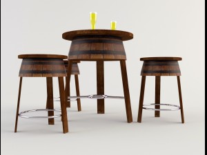 table and chairs - cafe bar 2 3D Model