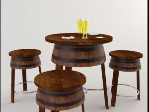 table and chairs - cafe bar 2 3D Model