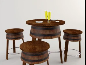 table and chairs - cafe bar 2 3D Model