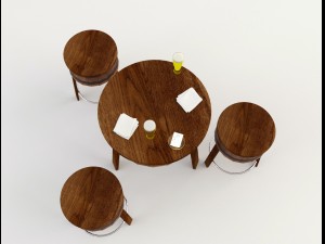 table and chairs - cafe bar 2 3D Model