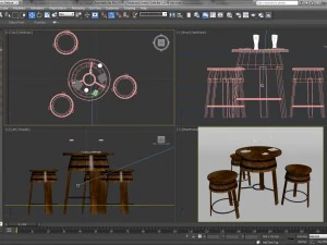 table and chairs - cafe bar 2 3D Model
