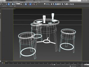 table and chairs - cafe bar 2 3D Model