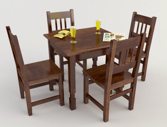 table and chairs - cafe bar 3D Model .c4d .max .obj .3ds .fbx .stl .blend 