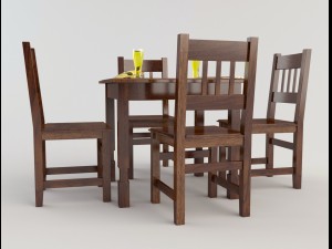 table and chairs - cafe bar 3D Model