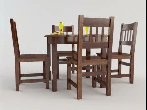 table and chairs - cafe bar 3D Model