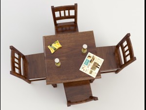 table and chairs - cafe bar 3D Model