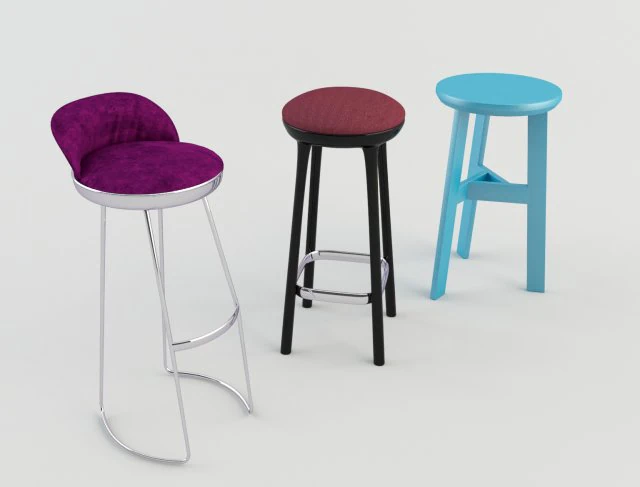 tavern bar stools 3 3D Model .c4d .max .obj .3ds .fbx .stl .blend
