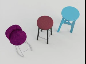 tavern bar stools 3 3D Model