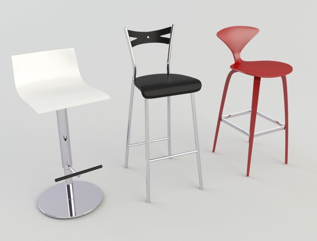 tavern bar stools 4 3D Model .c4d .max .obj .3ds .fbx .stl .blend 