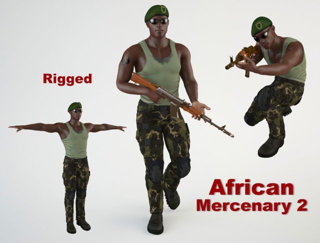 african mercenary 2 3Dモデル .c4d .max .obj .3ds .fbx .stl .blend 