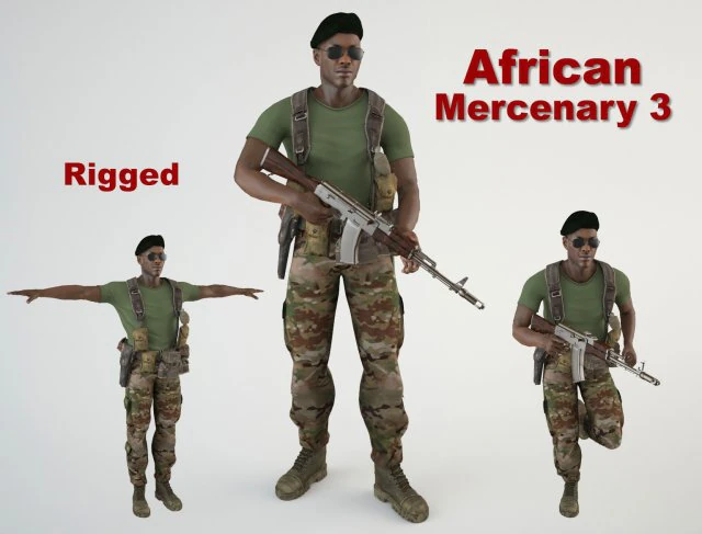 african mercenary 3 3D Model .c4d .max .obj .3ds .fbx .stl .blend 