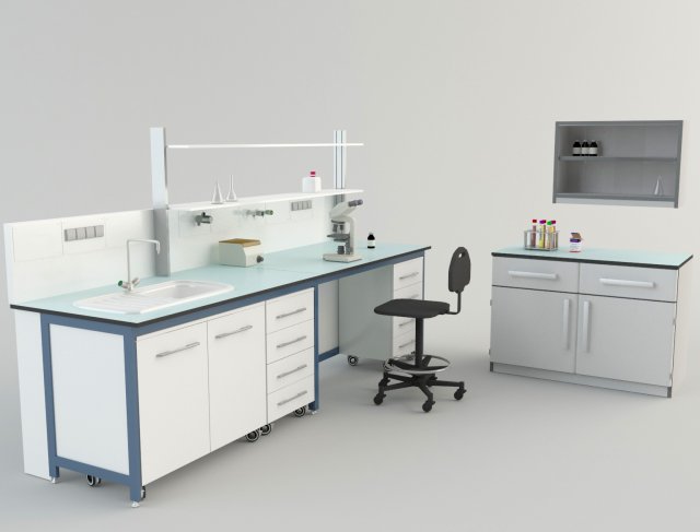 hospital laboratory furniture 1 Modèle 3D .c4d .max .obj .3ds .fbx .stl .blend 
