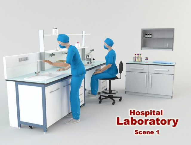 hospital laboratory - scene 1 3D Model .c4d .max .obj .3ds .fbx .stl .blend 