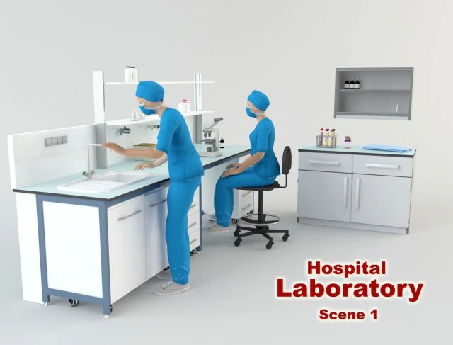 hospital laboratory - scene 1 3D Model .c4d .max .obj .3ds .fbx .stl .blend 