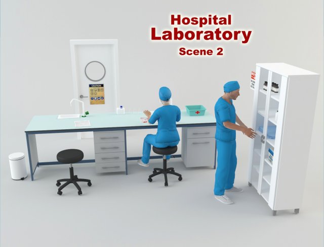 hospital laboratory - scene 2 Modelo 3D .c4d .max .obj .3ds .fbx .stl .blend 
