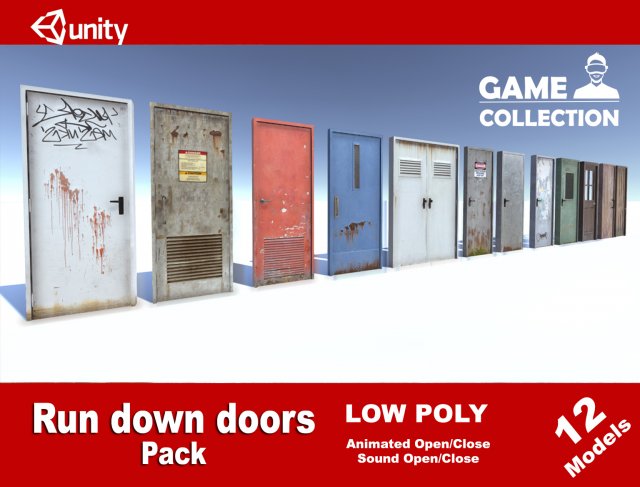 run down doors Model 3D .c4d .max .obj .3ds .fbx .stl .blend 